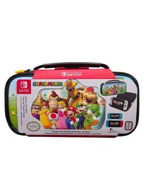 Nintendo Switch Super Mario Deluxe Travel Case Hard Shell Adjustable New